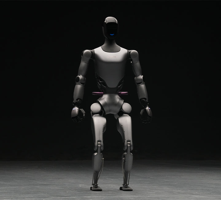 Fourier GR-2 humanoid robot with dual arms, walking on two legs, performing smart object grasping