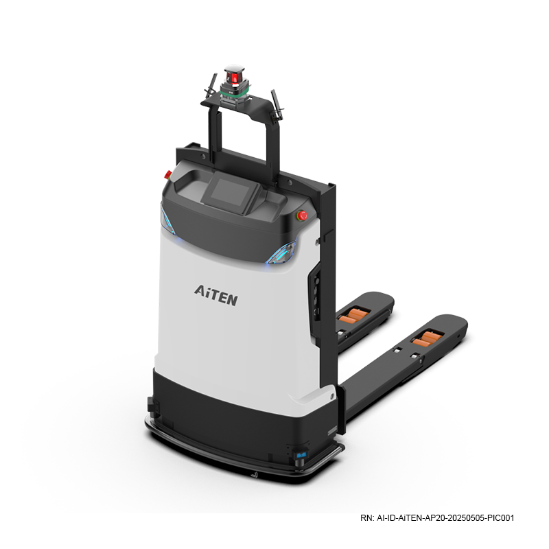 AiTEN AP20 autonomous pallet stacker robot with 2000kg capacity and smart visual navigation for warehouse logistics