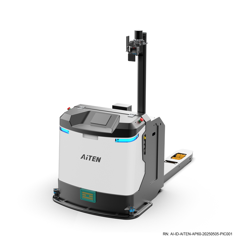 AiTEN AP60 autonomous pallet stacker robot with 6000kg capacity in warehouse setting