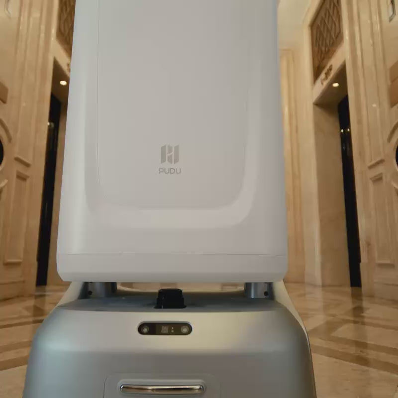 Close-up of PUDU FlashBot's secure delivery compartments