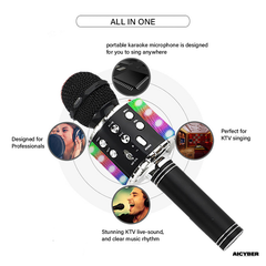 Wireless Bluetooth Karaoke Microphone (Black)-aicyberinfo.com.au