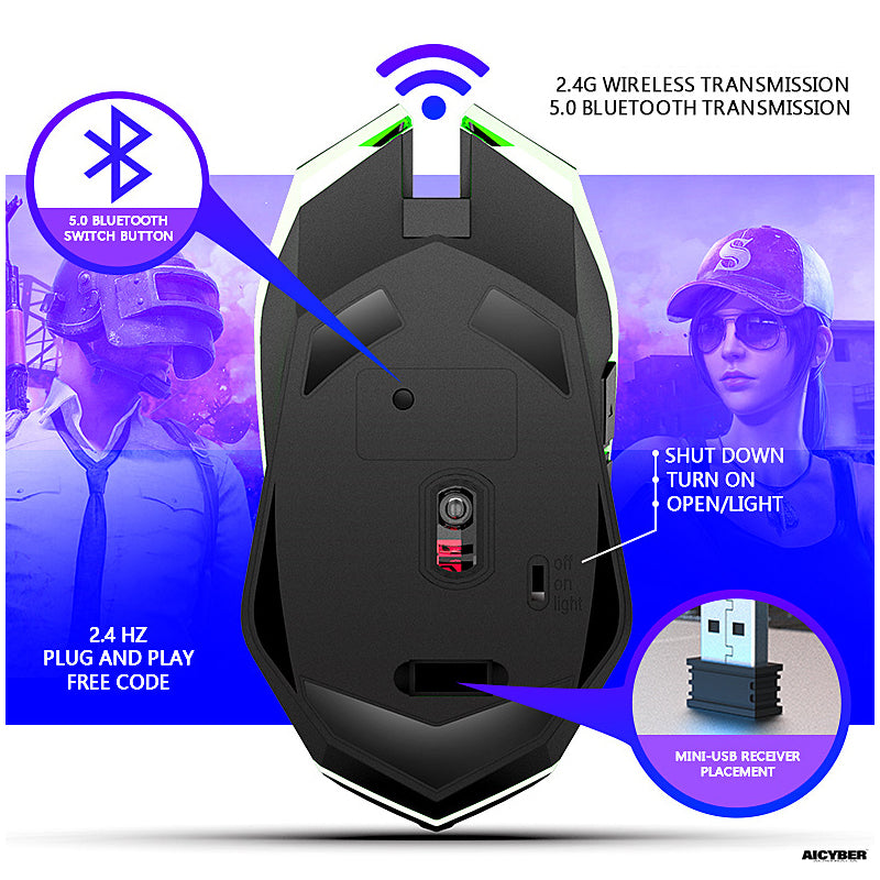 ZIYOU LANG X5 Wireless Gaming Mouse (Black)-aicyberinfo.com.au